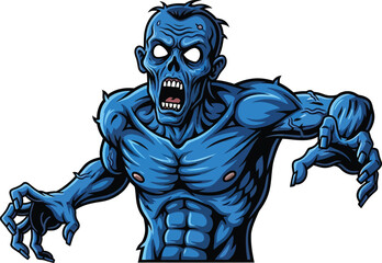 cartoon zombie with a skull