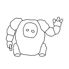 Outline for Coloring of Giant Golem Fantasy Big Creature. Vector illustration.