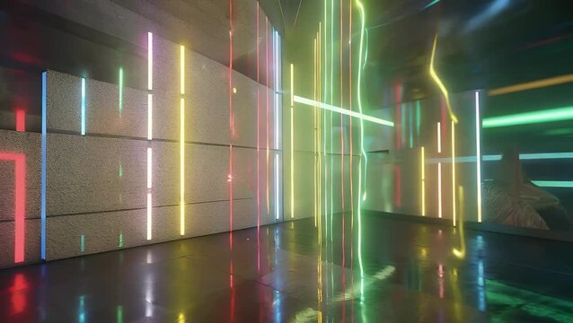 Computer-Generated Illustration of Luminous Linear Patterns Illuminating Architectural