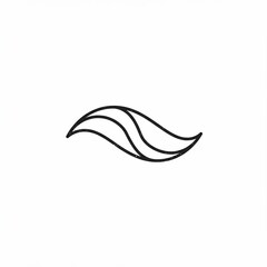 A minimalist, abstract line drawing depicts a stylized, flowing shape, resembling a wave or leaf. Clean, simple, and elegant design