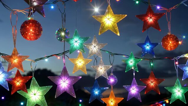 stars, colorful, hanging, multi,
