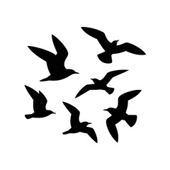 Graceful flock of birds soars in minimalist design