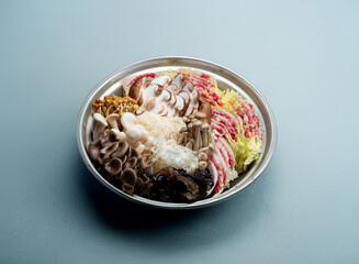Hot Pot with various mushrooms and vegetables