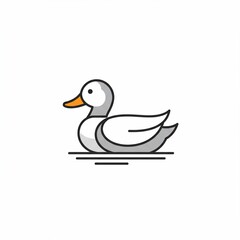 A simple, stylized duck swims on water, presented as a clean graphic with rounded edges and vibrant color accents