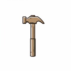 Simple illustration of a hammer, viewed from the side, on a white background. It's brown with a wooden handle and a metal head