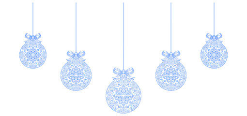 Hanging Christmas baubles with snowflake design monoline art