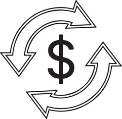 Dollar sign with circular arrows symbolizing exchange