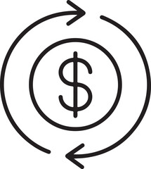 Dollar coin with circular arrows symbolizing exchange