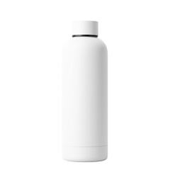 500ml White Color Reusable Matte Metal Vacuum Bottle Isolated on Transparent Background.