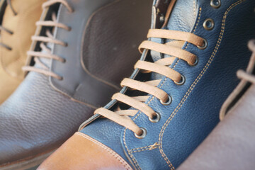 Stylish leather shoes displayed at a market stall