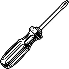 Vector illustration of a flat-head screwdriver isolated on white background, perfect for transparent background