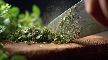 Chopping fresh herbs