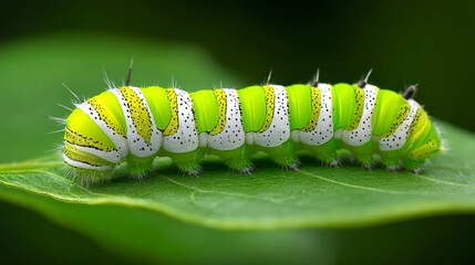 Colorful caterpillar on leaf