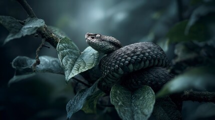 Venomous snake on branch