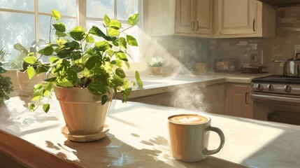 Sunlight kitchen coffee plant