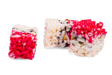 Assorted traditional Chinese sweetmeat made on white background.