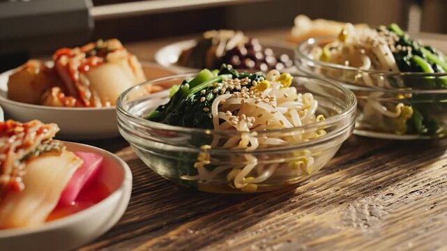 A Delightful Assortment of Traditional Korean Dishes Expertly Appetizingly Photographed