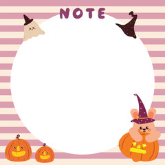 Fototapeta premium cute halloween theme memo pad with purple stripe background