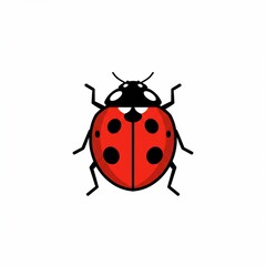 Isolated digital illustration of a ladybug with a red body and black spots, showcasing its antennae and legs against a white background