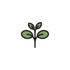 Simple, hand-drawn image of a tiny green plant with a dark outline, emerging from a white background, symbolizing growth and nature