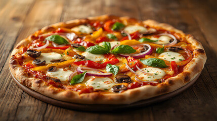 Fresh Italian Pizza with Mozzarella and Basil