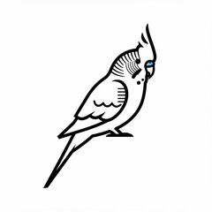 Fototapeta premium Black Outline Budgie with Bright Blue Eye