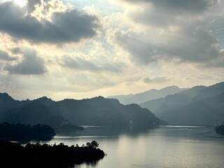 sunset over the lake