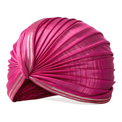 Elegant Magenta Silk Turban with Gold Trim Sophisticated Headwear Cultural Attire Luxurious Accessory