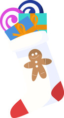 Christmas Stocking with Gifts and Gingerbread