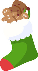 Christmas Stocking Filled with Gingerbread Cookies
