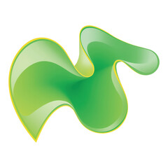 Abstract Green Swirl with Yellow Edge Modern Design Element Dynamic Flowing Shape Creative Decoration