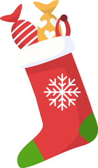 Illustration of Red Christmas Stocking with Candy