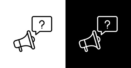 Quiz Megaphone  White Icon Set Design