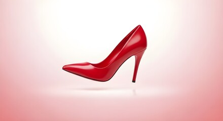 Elegant red high heel shoe isolated on white background with a gradient