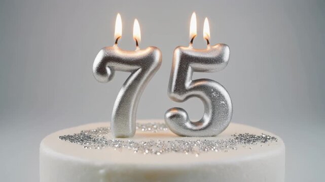 Happy 75th Birthday Cake with Sparkling Candles
