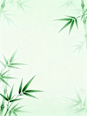 Fototapeta premium Green Bamboo Leaf Frame Background with Copy Space