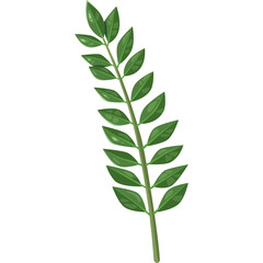 A Simple Vector Graphic Of A Green Leafy Branch With A Transparent Background