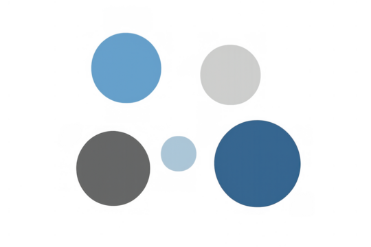 Abstract geometric circles creating a dynamic logo design, blue and gray modern graphic element on transparent background