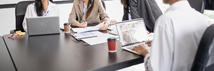 Diversity Woman leadership asian business people training Teamwork meeting asian employees working together colleagues