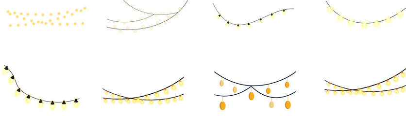 Hanging Light Bulb Decoration glowing colorful hanging lights in seamless pattern on white...