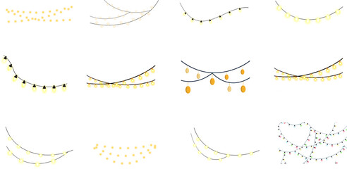 Hanging Light Bulb Decoration glowing colorful hanging lights in seamless pattern on white...