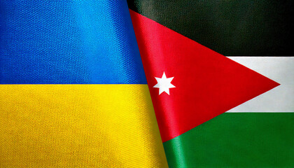 Fototapeta premium ウクライナの国旗とヨルダンの国旗(Ukraine Flag & Jordan flag.) 