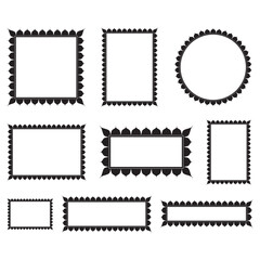 Collection of decorative black frames and borders in various shapes