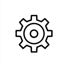 Simple line art illustration of a gear mechanism symbolizing settings or options icon