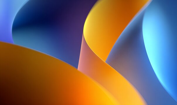 Modern 3D abstract vertical background, deep blue and orange curved paper layers. Elegant geometric shapes with soft shadows. Ideal for smartphone wallpaper or corporate presentations.