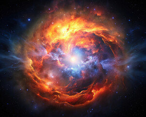 Obraz premium Energetic Cosmos A Swirl of Cosmic Fire and Celestial Gases Nebula Universe Space Galaxy Stardust
