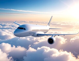 Obraz premium Futuristic Passenger Airplane Over Clouds