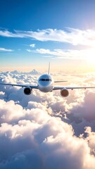 Futuristic Passenger Airplane Over Clouds