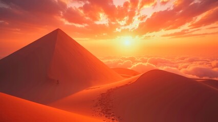 The magnificent scene under the desert sunset