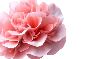 Obraz premium Beautiful pink flower with layered petals, showcasing delicate curves and soft texture against white background, evokes sense of elegance